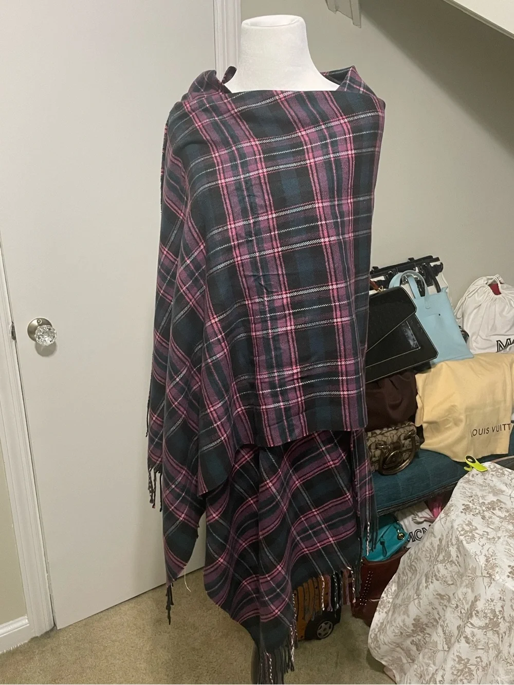 Plaid Wrap Skirt - Pink & Black